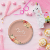 ピーチモダンフローラオ赤ちゃんシャワー紙プレート ペーパープレート (パーティー)