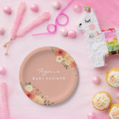 ピーチモダンフローラベビーシャワー紙プレート ペーパープレート (パーティー)