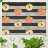 ピーチモダンブラック&ホワイトストライプズ キッチンタオル (折り畳み)