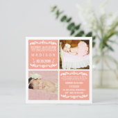 ピーチモダンベビーガールSIP & SEEパーティーフォトカード 招待状 (スタンド正面)