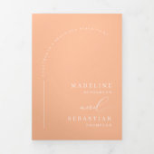 ピーチモダンボホアーチフォトQRコード結婚ズ 三つ折り招待状 (カバー)