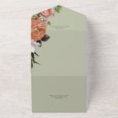 ピーチモダンミモサフローラグリーン詳細 オールインワン招待状 (外側)