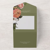 ピーチモダンミモサフローラセージグリーンディナー オールインワン招待状 (外側)