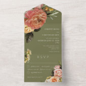 ピーチモダンミモサフローラセージグリーンディナー オールインワン招待状 (内側)