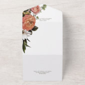 ピーチモダンミモサフローラホワイトディナー オールインワン招待状 (外側)