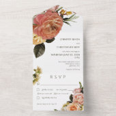 ピーチモダンミモサフローラホワイトディナー オールインワン招待状 (内側)