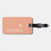 ピーチモダンモノグラム飛行機旅行フェミニン ラゲッジタグ (裏面横)