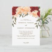 ピーチモダンレッドローゼス結婚式招待状 招待状 (スタンド正面)