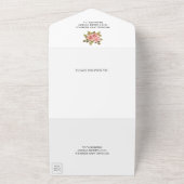 ピーチモダン素朴バラ植物学庭園の結婚式 オールインワン招待状 (外側)