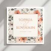 ピーチモダン結婚ス スタンダードカクテルナプキン