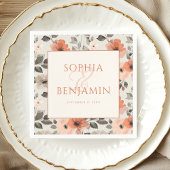 ピーチモダン結婚ス スタンダードカクテルナプキン