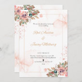 ピーチモダン結婚式招待状 招待状 (正面/裏面)