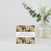 ピーチモダン&ブルー抽象芸術フローラ美容師 スクエア名刺 (スタンド正面)