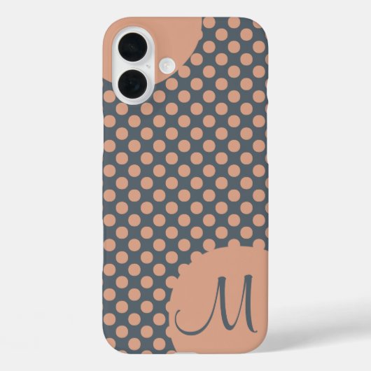ピーチモノグラムのエレガントピンク水玉模様 Case-Mate iPhoneケース (裏面)