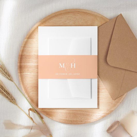 ピーチモノグラム結婚ズカスタム 招待状ベリーバンド