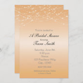 ピーチライトグローブライダルグリッターエレガント招待状 招待状 (正面/裏面)