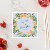 ピーチライトブルー結婚ズバラフローラ スタンダードカクテルナプキン (インサイチュ)