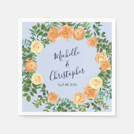 ピーチライトブルー結婚ズバラフローラ スタンダードカクテルナプキン