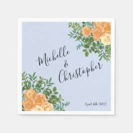 ピーチライトブルー結婚ズバラフローラ スタンダードカクテルナプキン