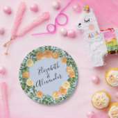 ピーチライトブルー結婚ズバラフローラ ペーパープレート (パーティー)