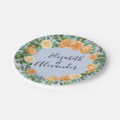 ピーチライトブルー結婚ズバラフローラ ペーパープレート (アングル)