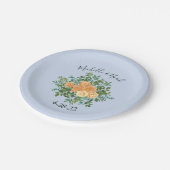 ピーチライトブルー結婚ズバラフローラ ペーパープレート (アングル)