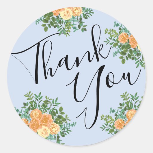 ピーチライトブルー結婚ズバラフローラ ラウンドシール (正面)