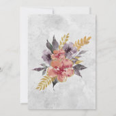 ピーチラベンダーフローラ金ゴールドフレームクリスチャン結婚ズ 招待状 (裏面)