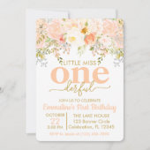 ピーチリトル恋しく思ワンダーフルガールファースト誕生日 招待状 (正面)