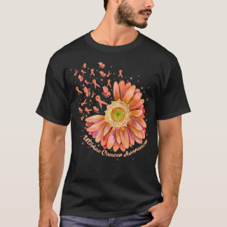 ピーチリボンハミングバードヒマワリ子宮がん  Tシャツ