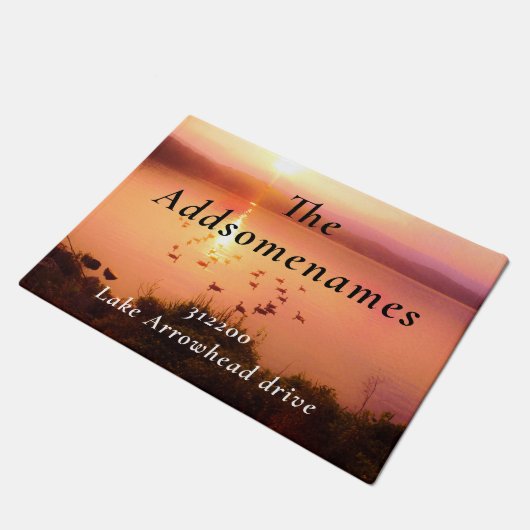 ピーチレイクサンセットファミリー名アドレス ドアマット (アングル)