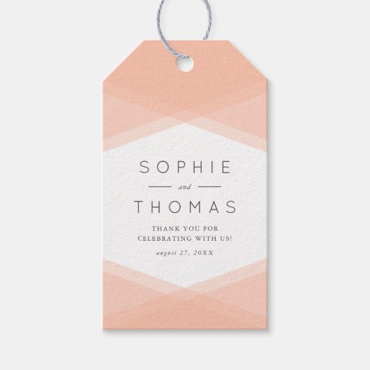 ピーチレイヤード幾何&ライトセージ結婚ズ ギフトタグ (正面)