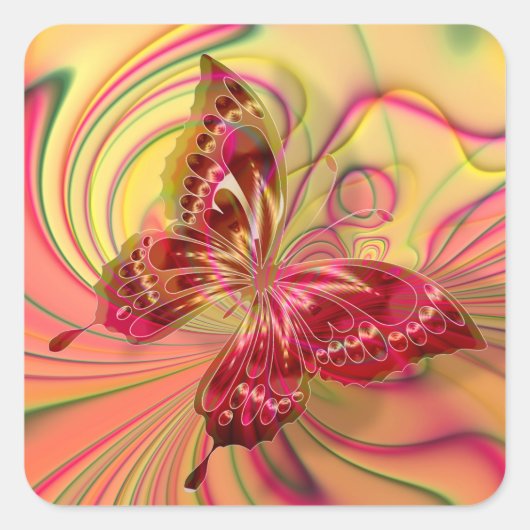 ピーチレッドバタフライ スクエアシール (正面)