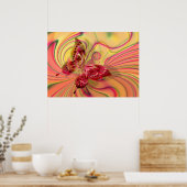 ピーチレッドバタフライ ポスター (キッチン)