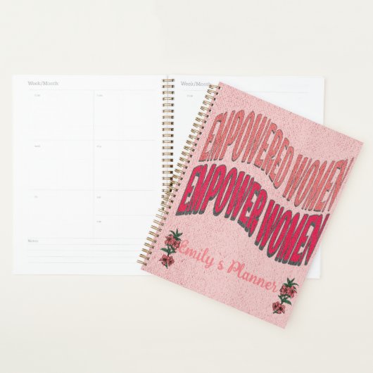 ピーチレッド文字権限を持つ女性エンパワーメント引用文 プランナー手帳 (ディスプレー)