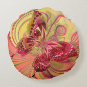 ピーチレッド・バタフライ・ピロー ラウンドクッション (裏面)