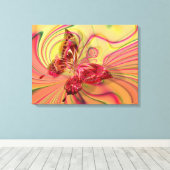 ピーチレッド・バタフライ・ラッピング・キャンバス キャンバスプリント (インサイチュ (ウッドフロア))