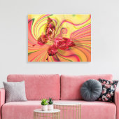 ピーチレッド・バタフライ・ラッピング・キャンバス キャンバスプリント (インサイチュ (リビング))