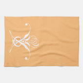 ピーチレトロホワイトフローリッシュバラ キッチンタオル (横)