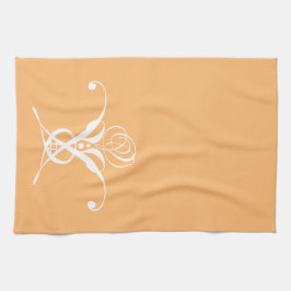 ピーチレトロホワイトフローリッシュバラ キッチンタオル