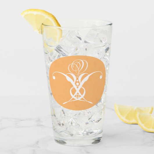 ピーチレトロホワイトフローリッシュバラ タンブラーグラス (アイス正面)
