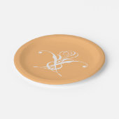 ピーチレトロホワイトフローリッシュバラ ペーパープレート (アングル)