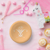 ピーチレトロホワイトフローリッシュバラ ペーパーボウル (パーティー)