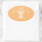 ピーチレトロホワイトフローリッシュバラ 楕円形シール (バッグ)