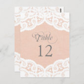 ピーチレースドイ結婚リーのテーブル番号テーブルカード ポストカード (正面/裏面)