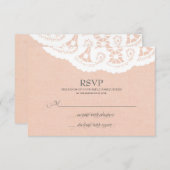 ピーチレースドリーウェディングRSVP 出欠カード (正面/裏面)