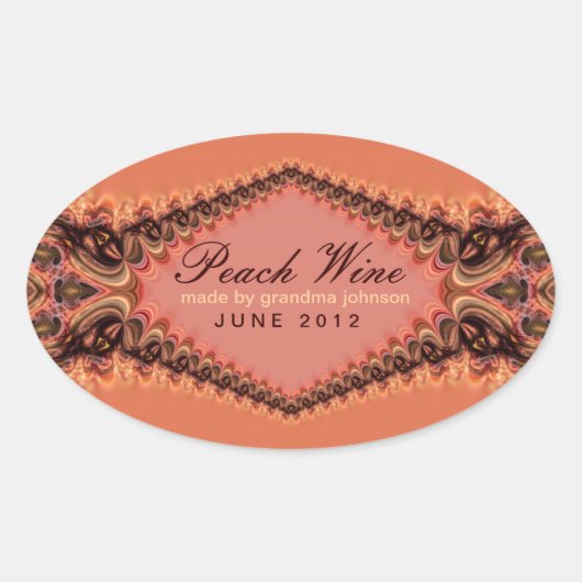 ピーチレースワインラベルシール 楕円形シール (正面)