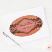 ピーチレースワインラベルシール 楕円形シール (封筒)