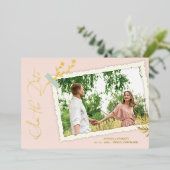 ピーチロマンチックヴィンテージフォトアルバムスクラップブック 箔招待状 (立ち正面)