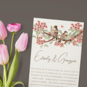 ピーチロマンチックヴィンテージラブバード結婚ズ 招待状